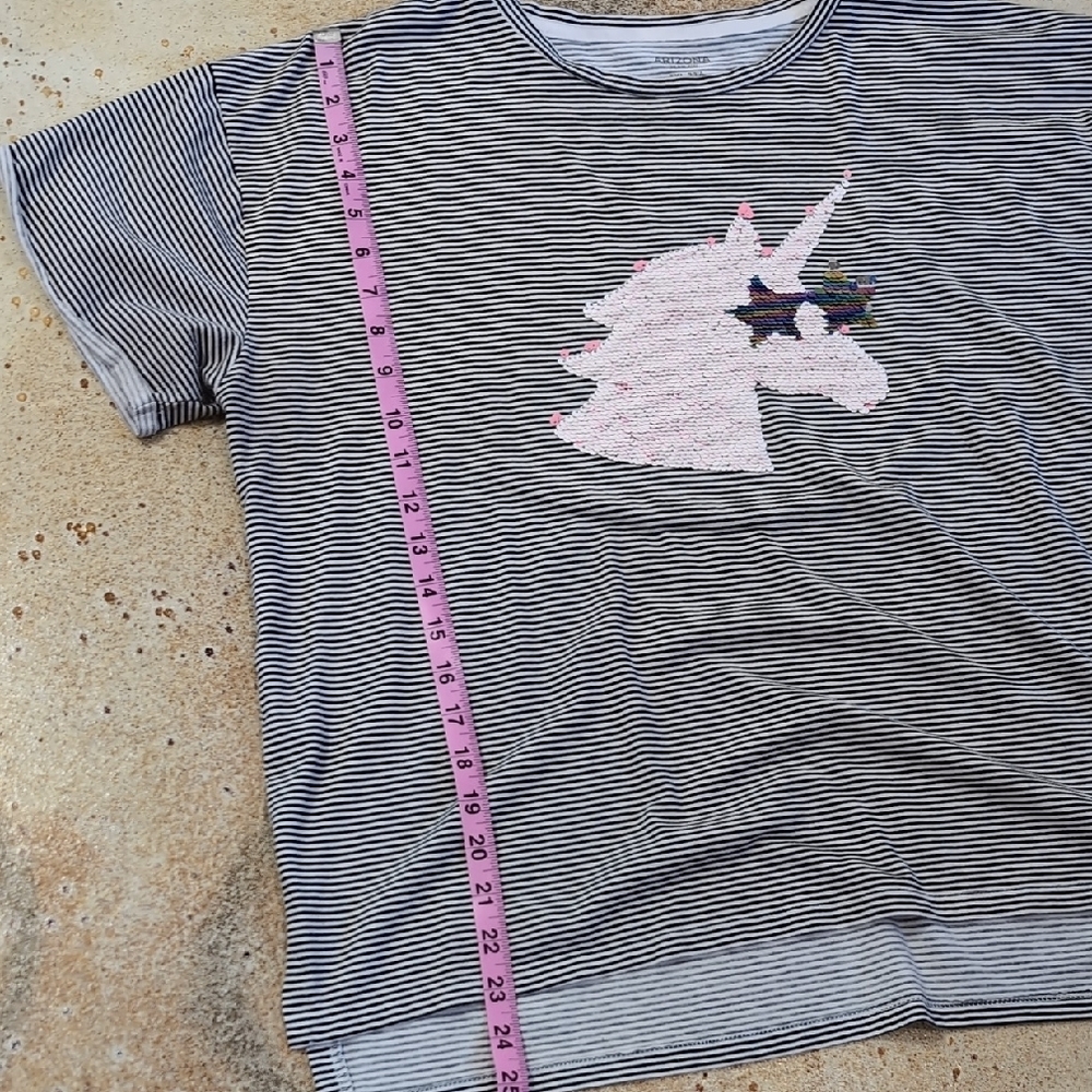 Arizona Jean Company | Black and White Striped Tee with Sequin Unicorn Size 3XL - Picture 6 of 7